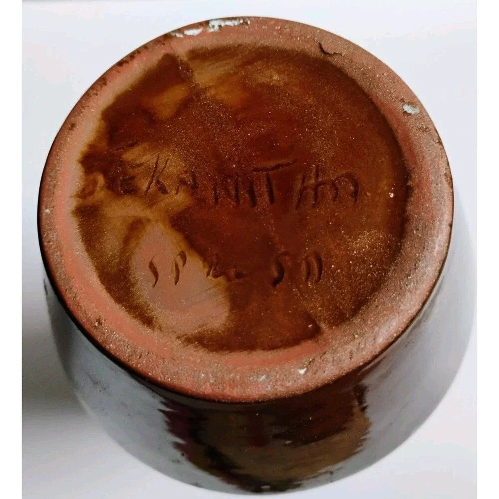 Vintage Ceramita Spain Studio Pottery Sgraffito Vase Geometric Terracotta Toledo